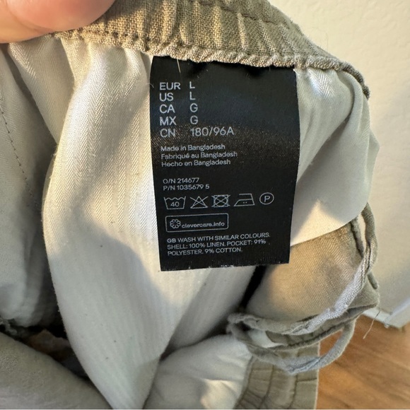 H&M Khaki Regular Linen Lounge Pants - Picture 6 of 6